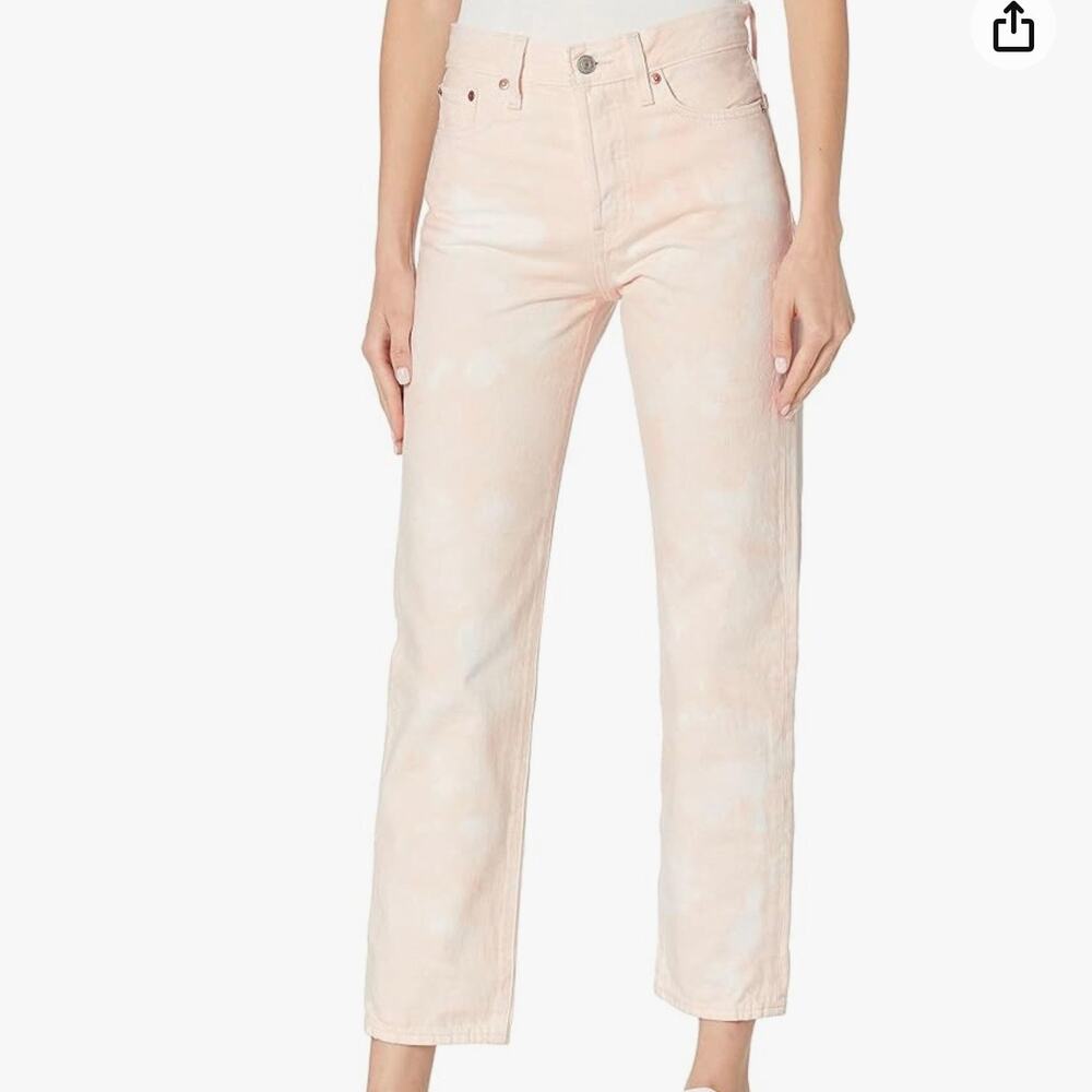 Levi's Women's Cotton Peach Tie Dye Wedgie Straight Crop High Rise Jeans SZ 32
